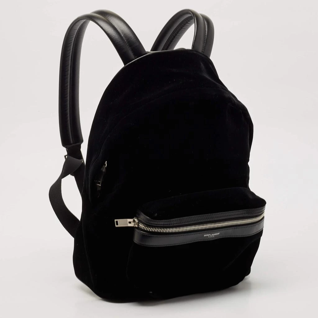 Saint Laurent Black Velvet Small City Backpack – On Sale Now  display picture 3