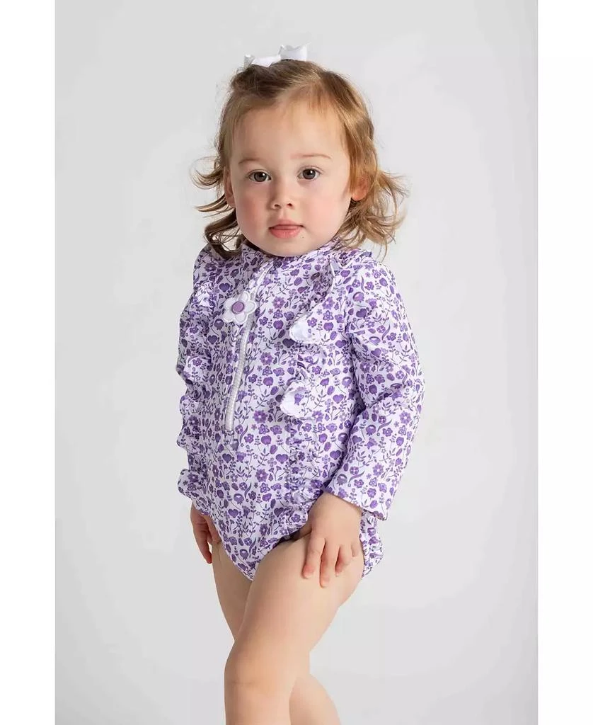 Florence Eiseman Toddler Girl Floral Print One Piece Rashguard with Ruffles 4