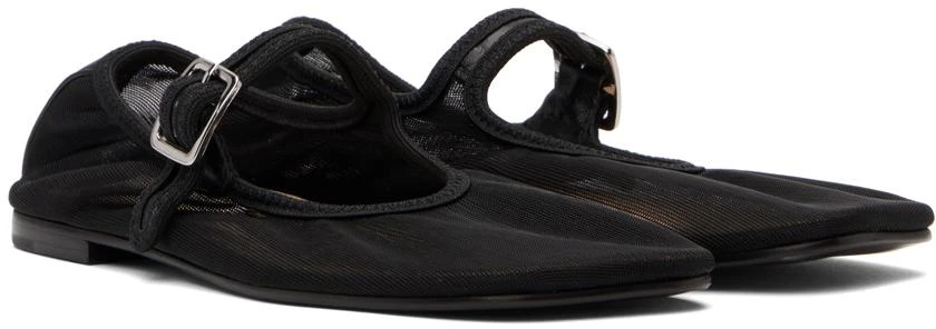 Sandy Liang SSENSE Exclusive Black Mary Jane Mesh Ballerina Flats 4