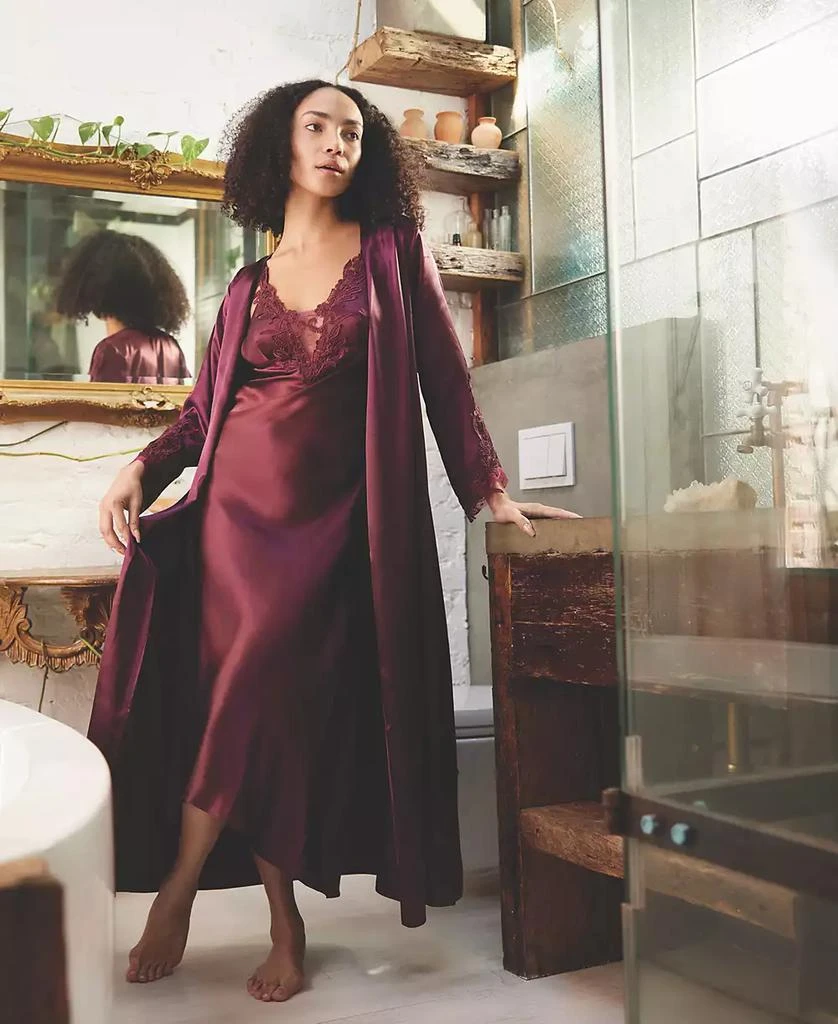 Flora Nikrooz Stella Satin Venise Trim Lingerie Nightgown 3