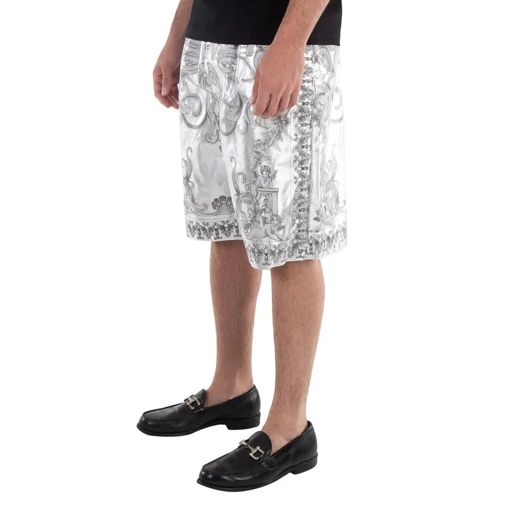 Versace Men
s Silver Baroque Print Silk Twill Shorts 2