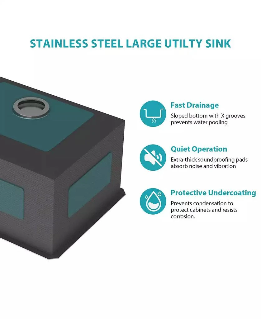 Flynama huluwat 24x18x12 Inch Undermount Gunmetal Black Laundry Utility Sink 16 Gauge T304 Stainless Steel Deep Single Bowl 10