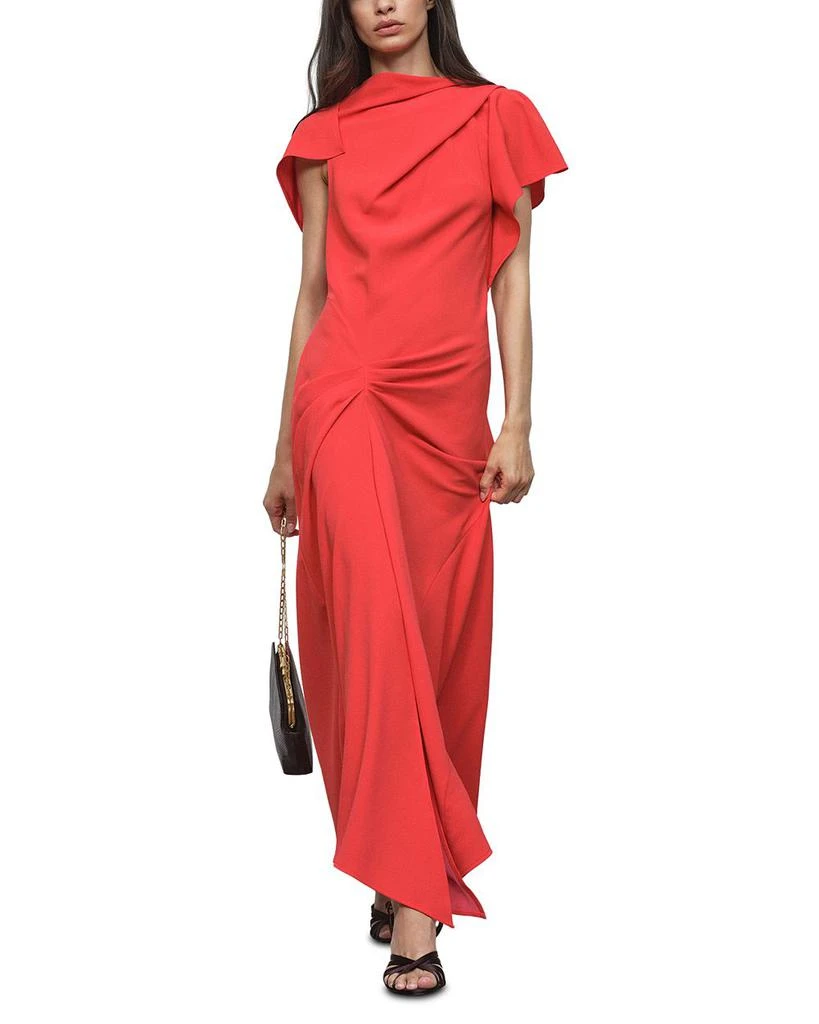 Reiss Saskia Asymmetric Draped Woven Midi Dress - Orange