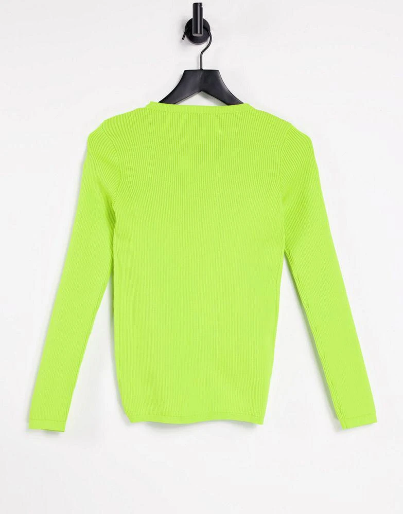 Topshop Topshop knitted finge gage ruched front top in lime 2