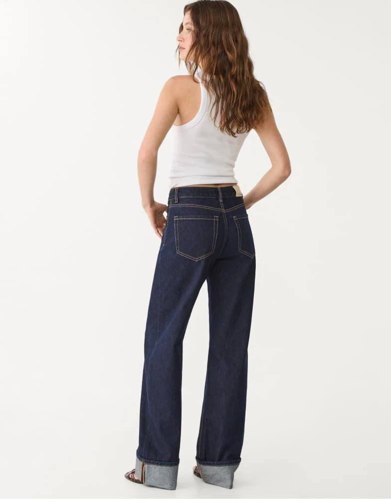 Stradivarius Stradivarius D92 straight wide-leg jeans in dark denim 2
