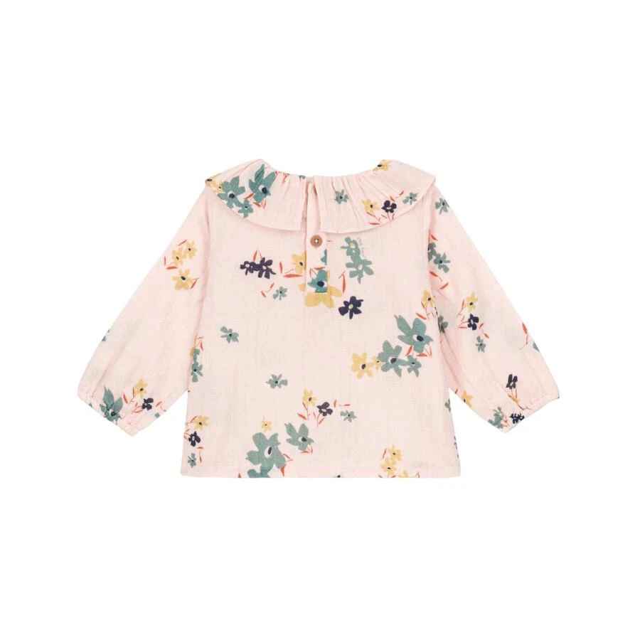 PETIT BATEAU Petit Bateau Girls Ruffled Neck Long Sleeve Top, Size 36M 2