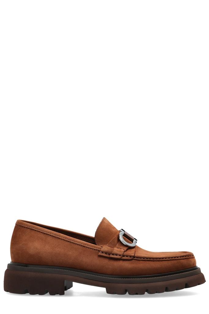 Salvatore Ferragamo Gancini Crown Bit Leather Loafers