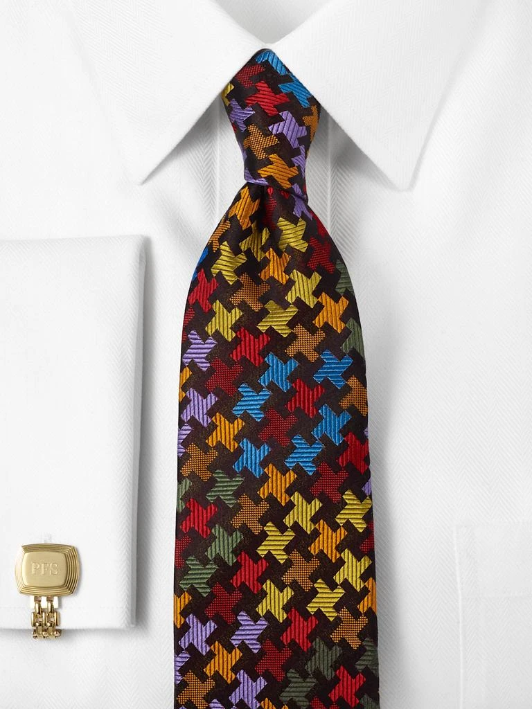 Paul Fredrick Geometric Woven Silk Tie 2