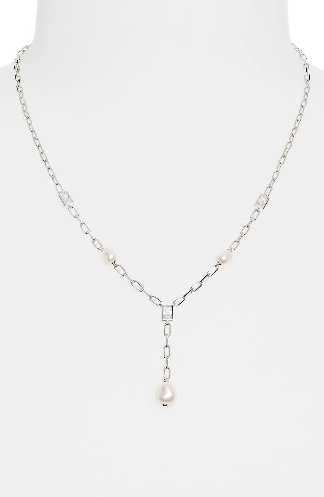 Nadri Luna CZ & Freshwater Pearl Y-Drop Necklace 1