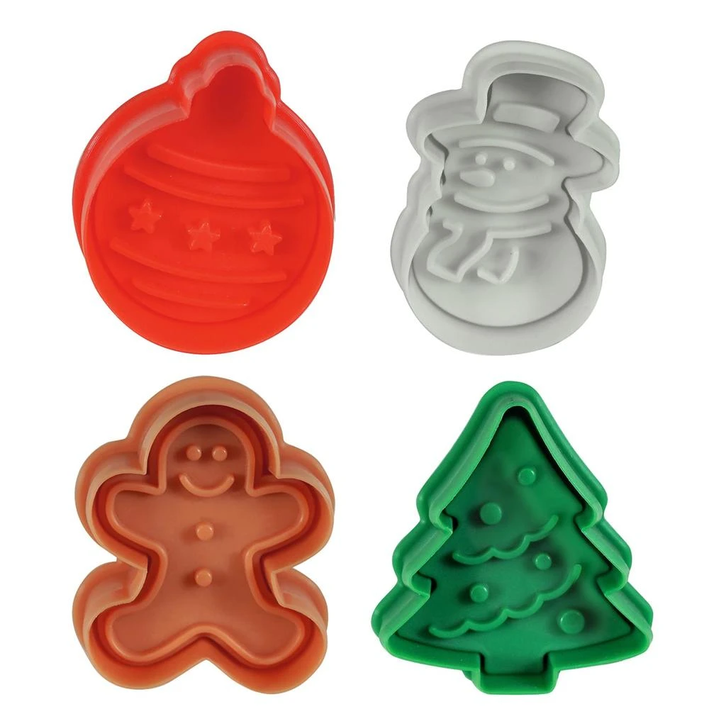 R&M International 4 Piece Christmas Cookie Stamper Set, 2-Inch