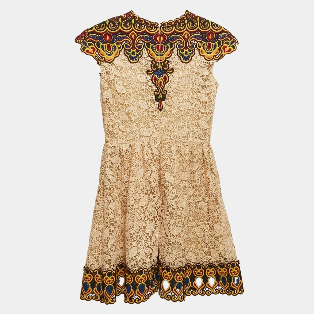 Valentino Valentino Beige Guipure Lace Patch Detail Mini Dress XS 2