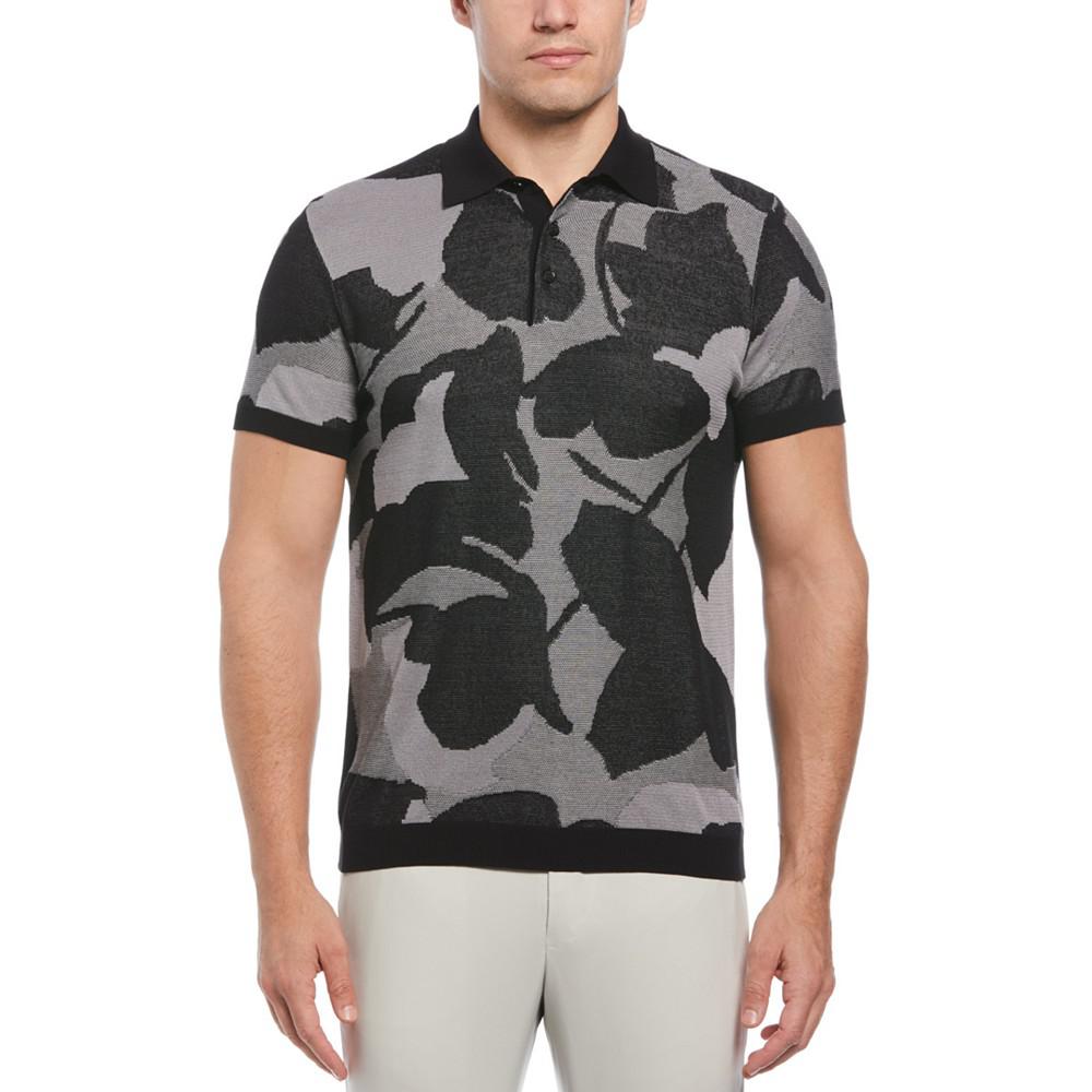 Perry Ellis Men's Floral Contrast Polo Shirt