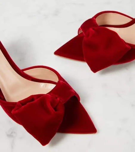 Gianvito Rossi 85 bow-detail velvet mules 5