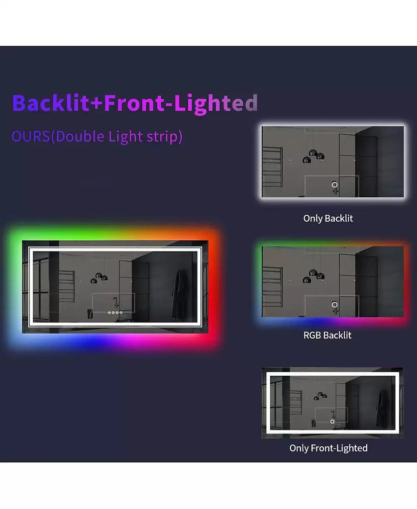 LUVODI 23.6x31.5 in LED  Bathroom Wall Mirror RGB Touch Anti Fog Multicolor Dimmable 5