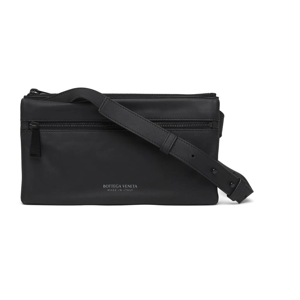 Bottega Veneta Bottega Veneta Leather Messenger Crossbody Bag in Black 1