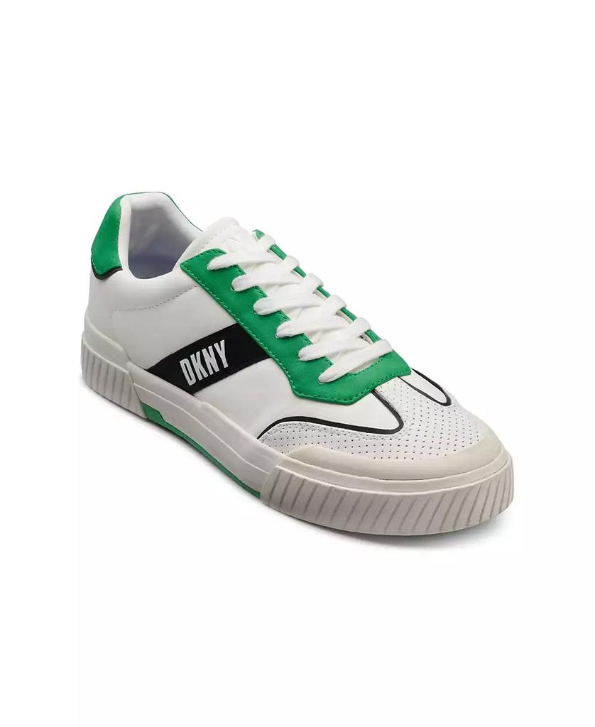 DKNY Men's Side Logo Perforated Two Tone Branded Sole Racer Toe Sneakers