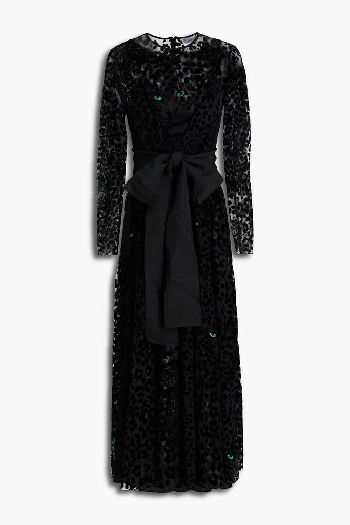 RED Valentino Belted flocked tulle midi dress 1
