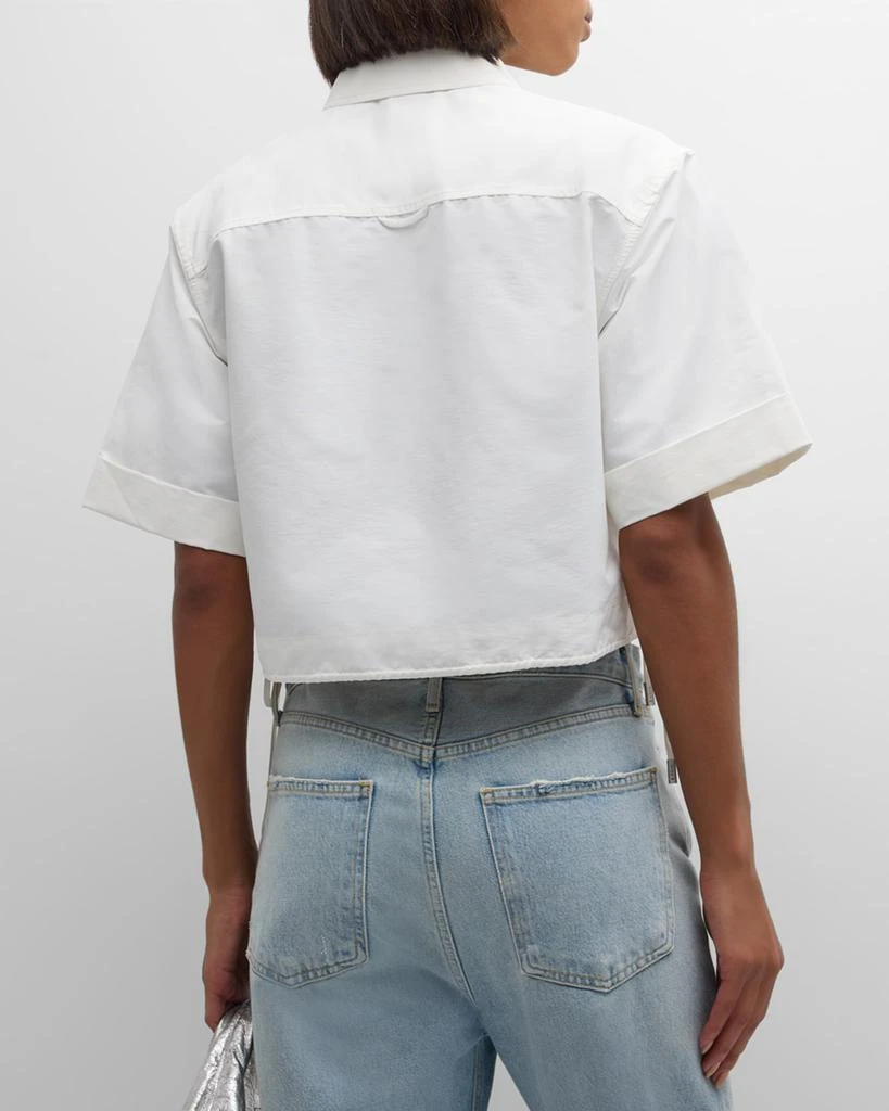 SIMKHAI Ryett Short-Sleeve Cropped Shirt 3