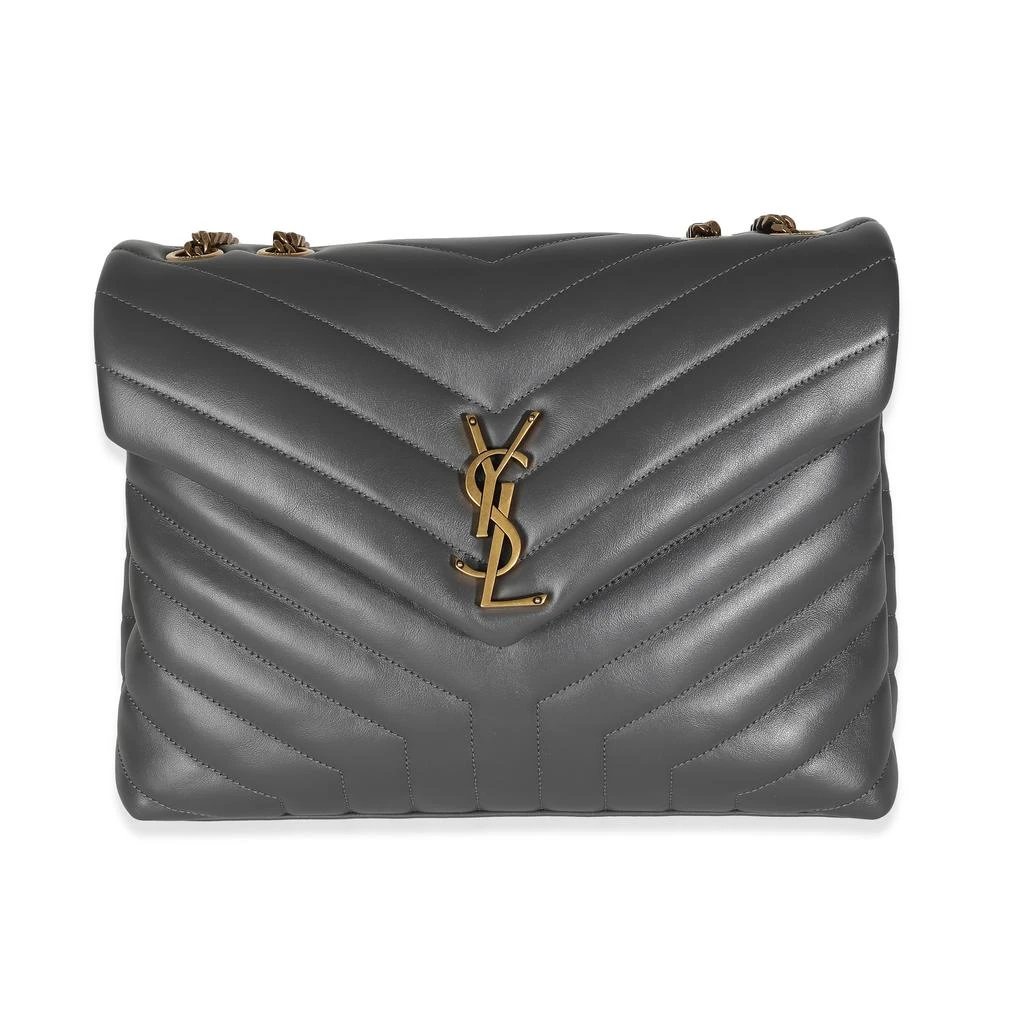 Yves Saint Laurent Storm Grey Calfskin Y Quilted Monogram Medium Loulou 1