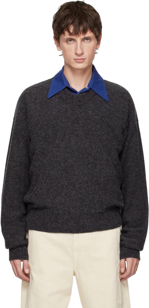 Lemaire Brown Boxy V Neck Sweater - Sweaters - BeyondStyle