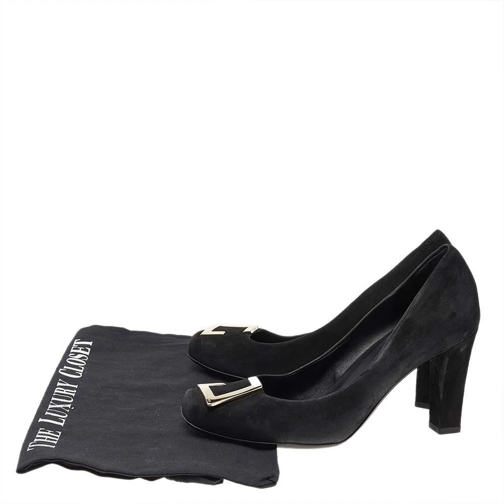 Gucci Gucci Black Suede Square Toe Metal Trim Pumps Size 36 8