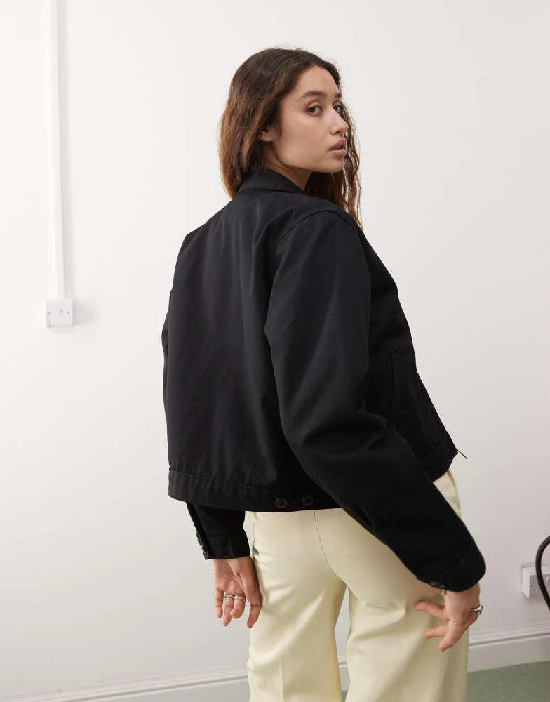 DICKIES Dickies lined cropped eisenhower jacket in black 2