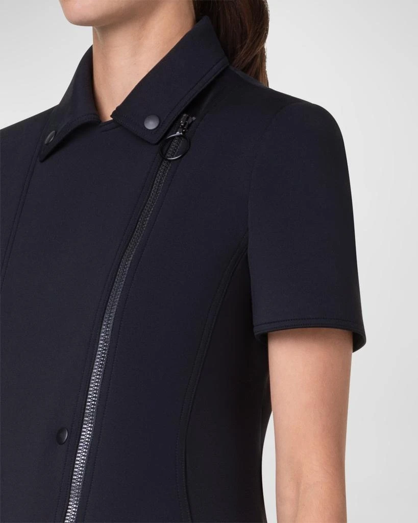 Akris Short-Sleeve Fitted Neoprene Biker Jacket 5