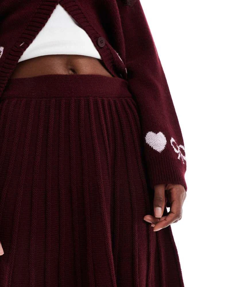 Miss Selfridge Miss Selfridge pleated skirt knit co ord in burgundy 3