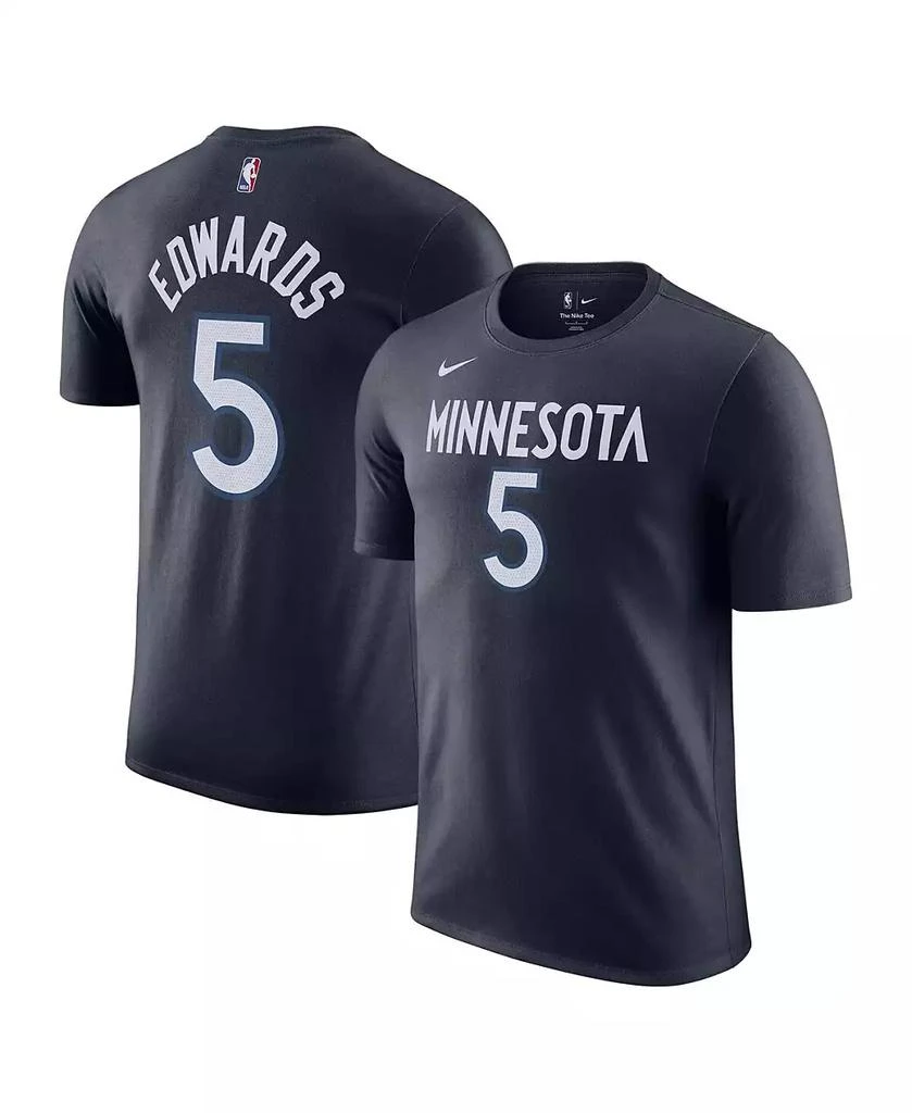 NIKE Men's Anthony Edwards Navy Minnesota Timberwolves Icon 2022/23 Name and Number T-shirt 1