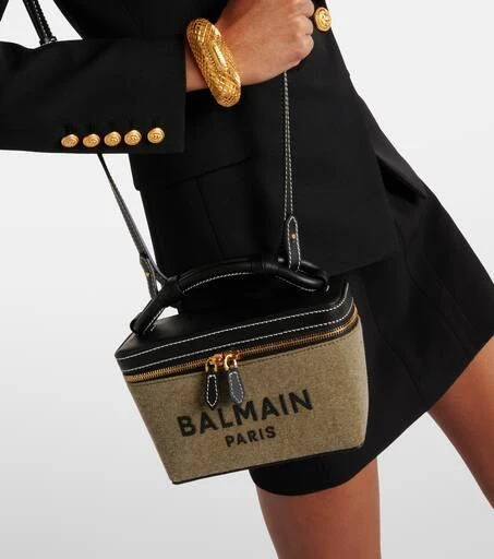 Balmain B-Army leather-trimmed canvas shoulder bag 2