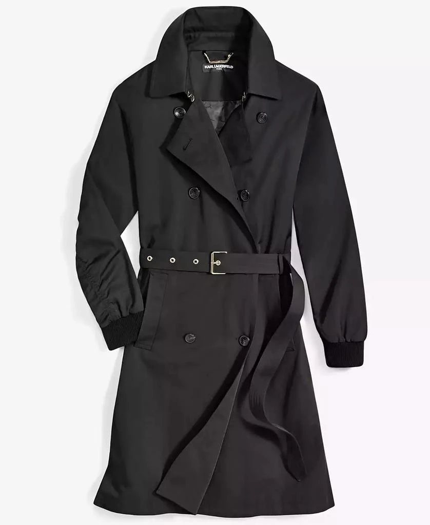 Karl Lagerfeld Paris Women's Ruched-Sleeve Trench Coat 6
