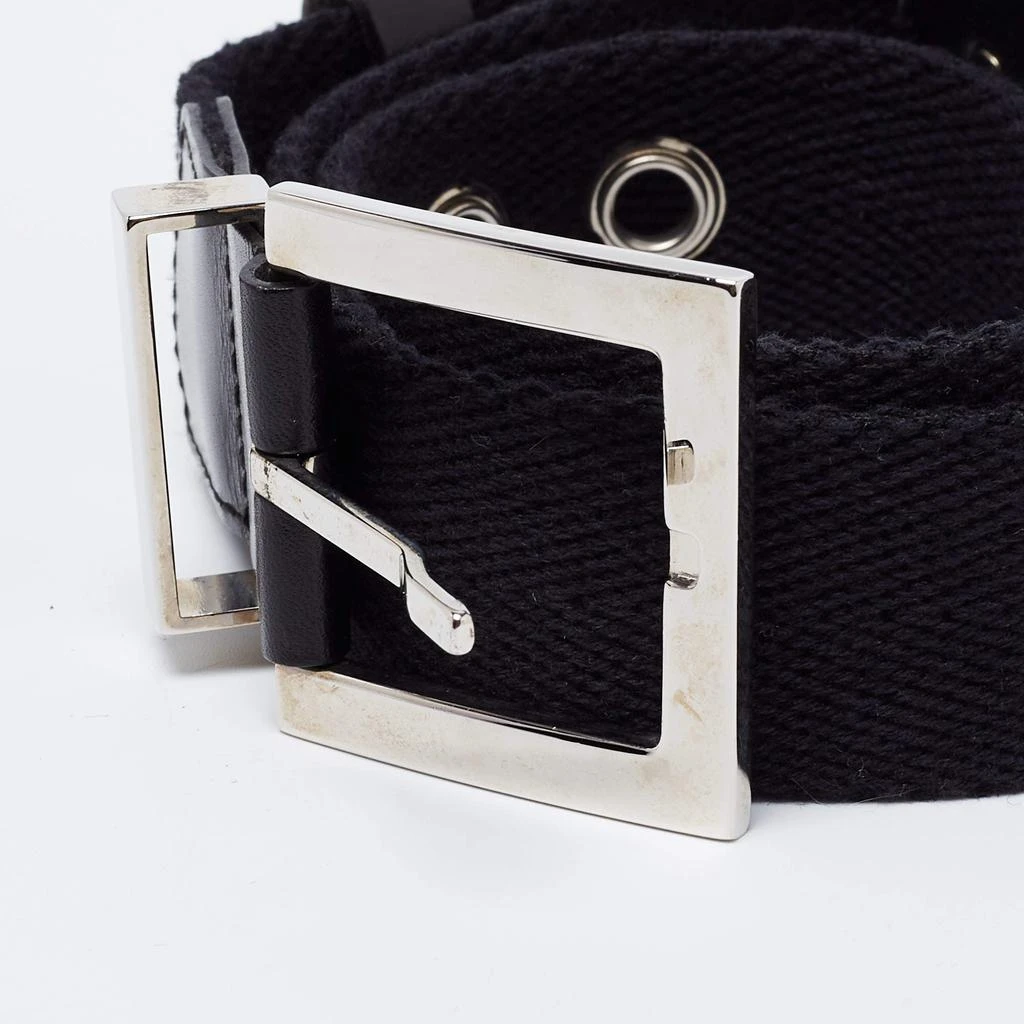 Dolce & Gabbana Dolce & Gabbana Black Canvas and Leather Logo Plaque Belt 3