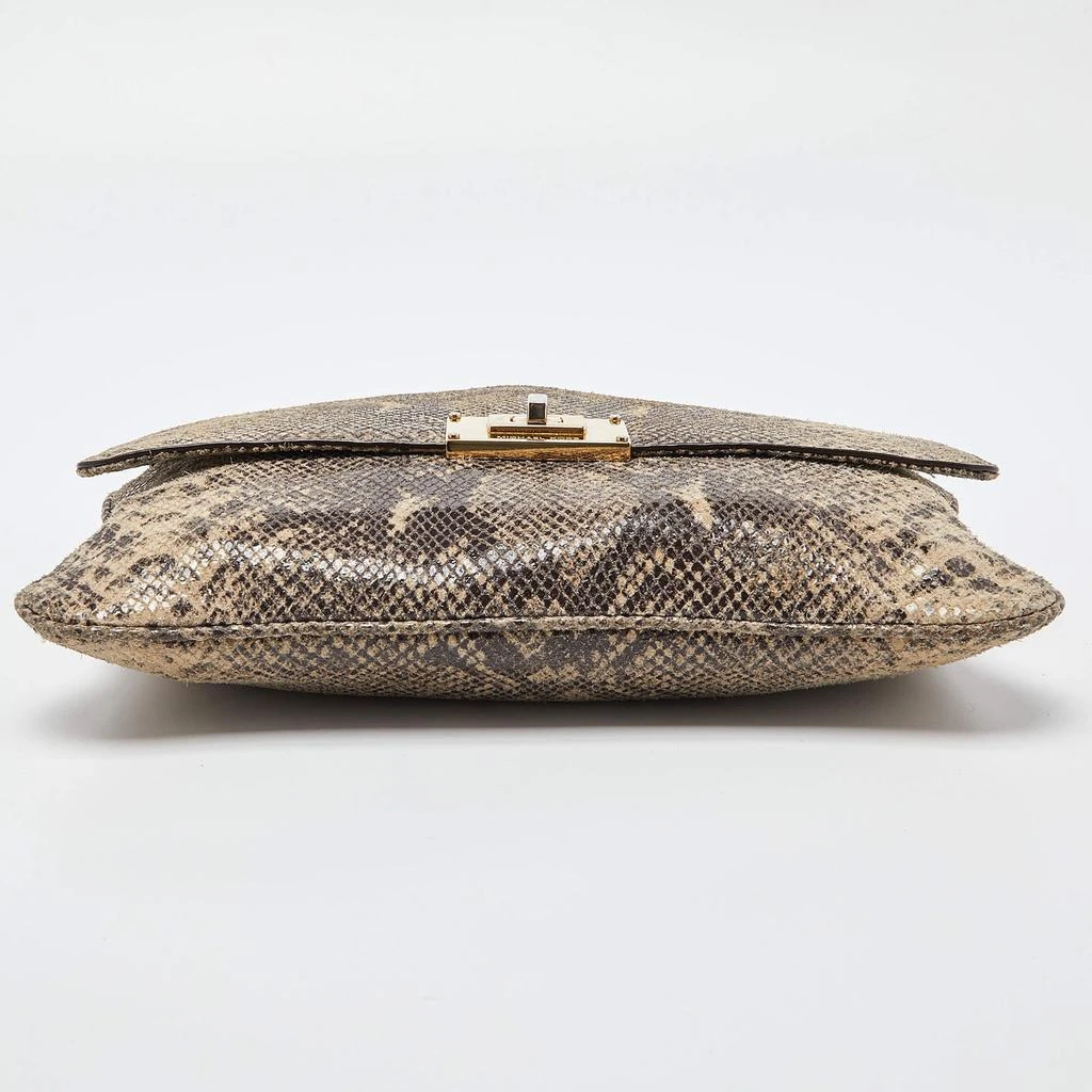 Michael Kors MICHAEL Michael Kors Beige Python Effect Leather Oversized Sloan Chain Clutch 6