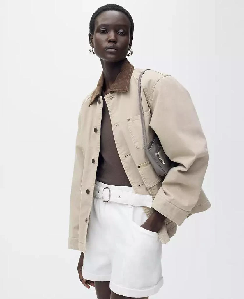 Mango Women
s Rolled Hem Paper Bag Shorts 4