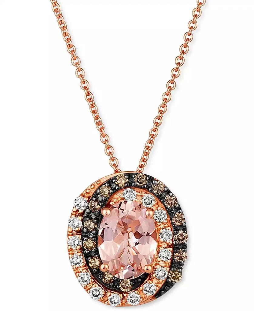 Le Vian Peach Morganite (7/8 ct. t.w.) 
Diamond (1/3 ct. t.w.) Adjustable 20" Pendant Necklace in 14k Rose Gold 1