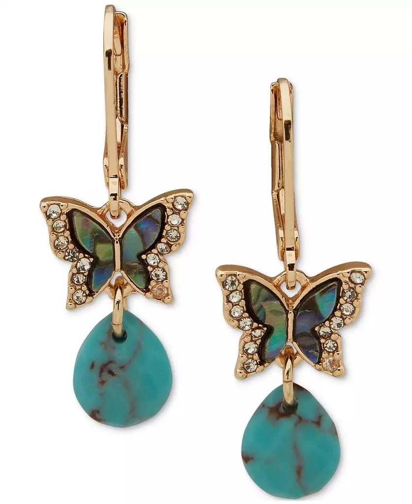 Lonna & Lilly Gold-Tone Mixed Stone Butterfly Drop Earrings 1