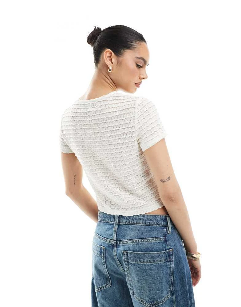 New Look New Look lace button front crop top in cream 4