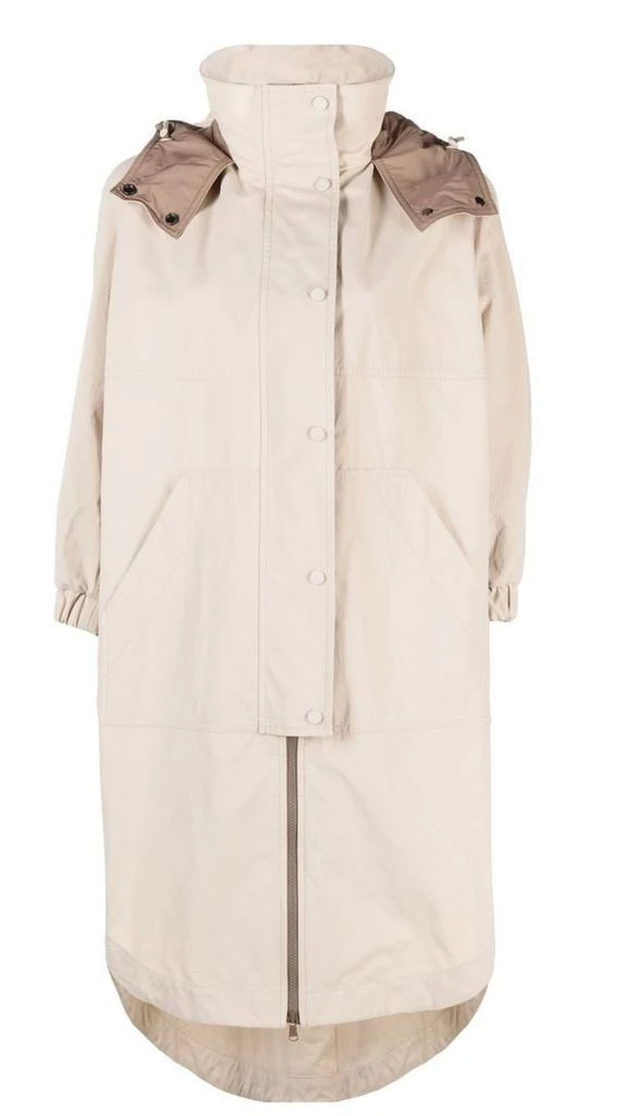 Brunello Cucinelli Women's Hooded Long Sleeved Parka In Soft Stone 1