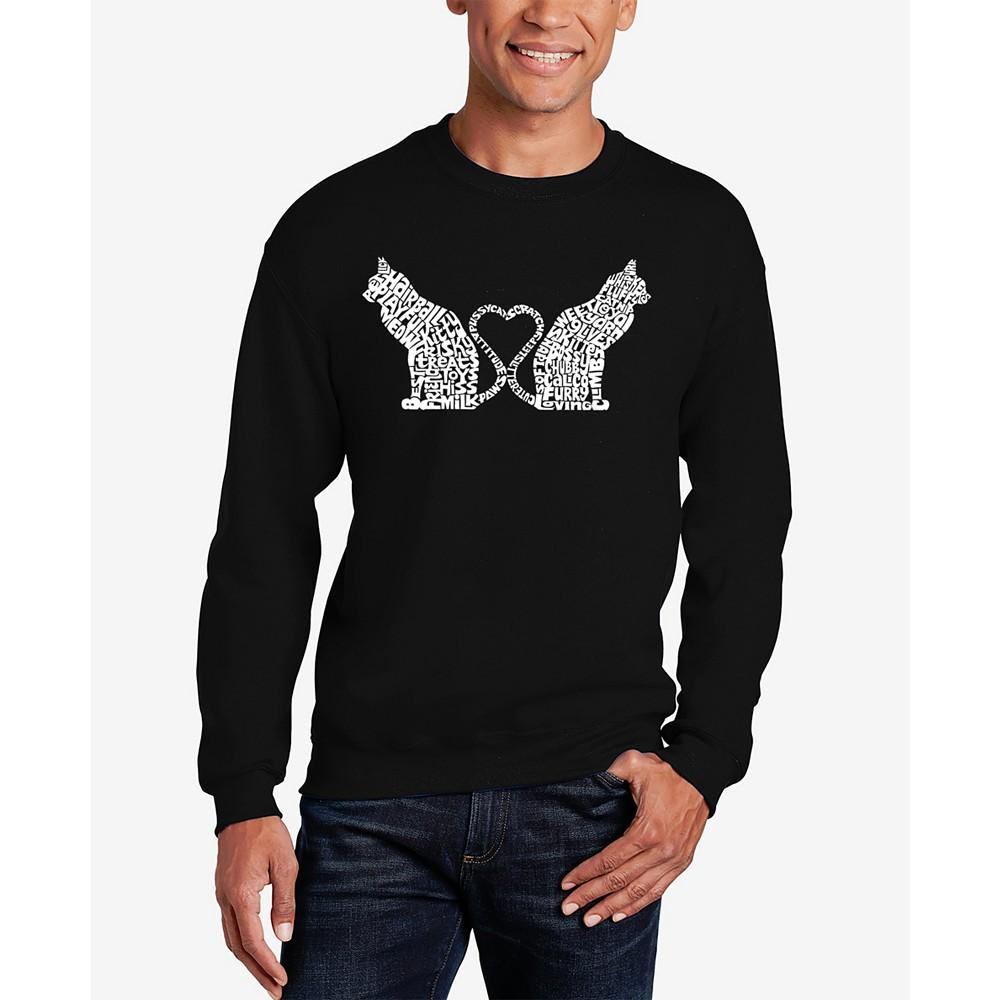 LA Pop Art Cat Tail Hearts - Men's Word Art Crewneck Sweatshirt