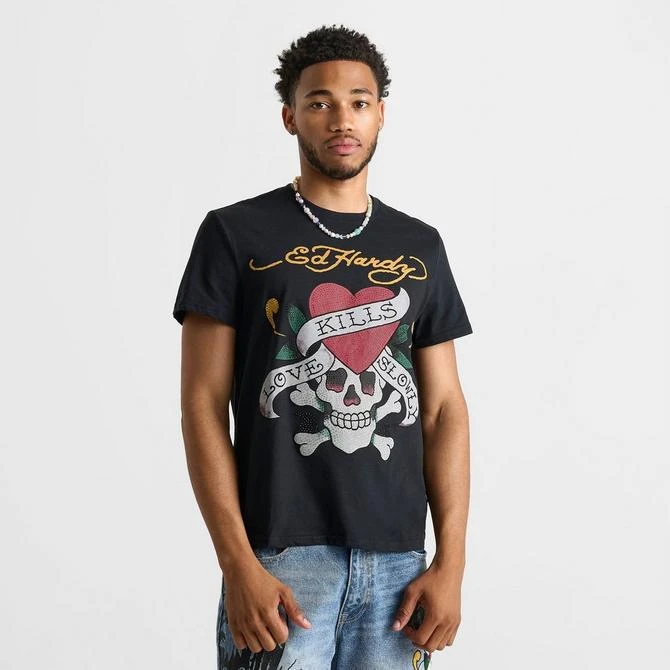 ED HARDY Men's Ed Hardy Love Kills Slowly Rhinestone Skull T-Shirt 3