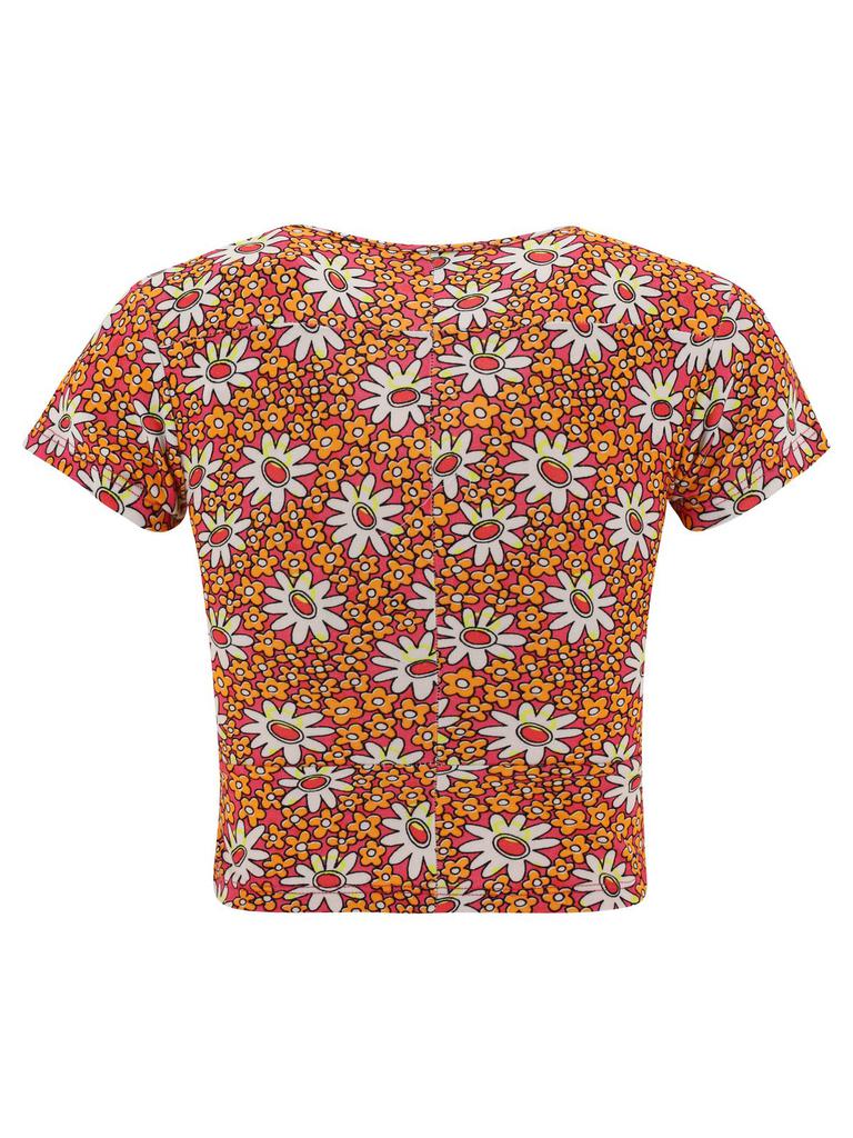 Collina Strada Collina Strada Floral Printed Crewneck Cropped T-Shirt