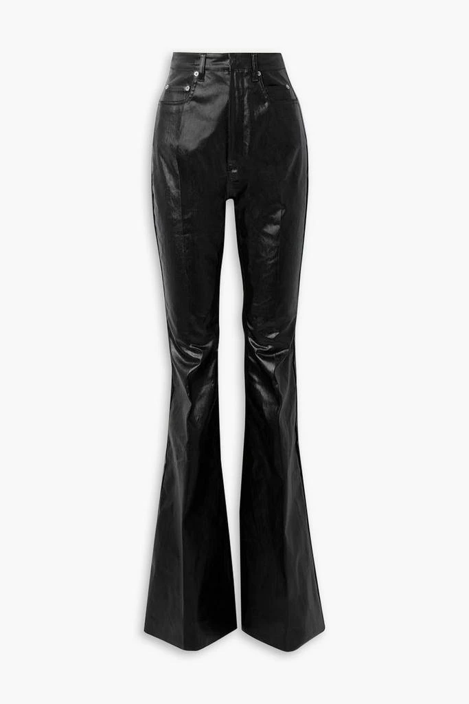 Rick Owens Bolan coated cotton-blend twill flared pants 1