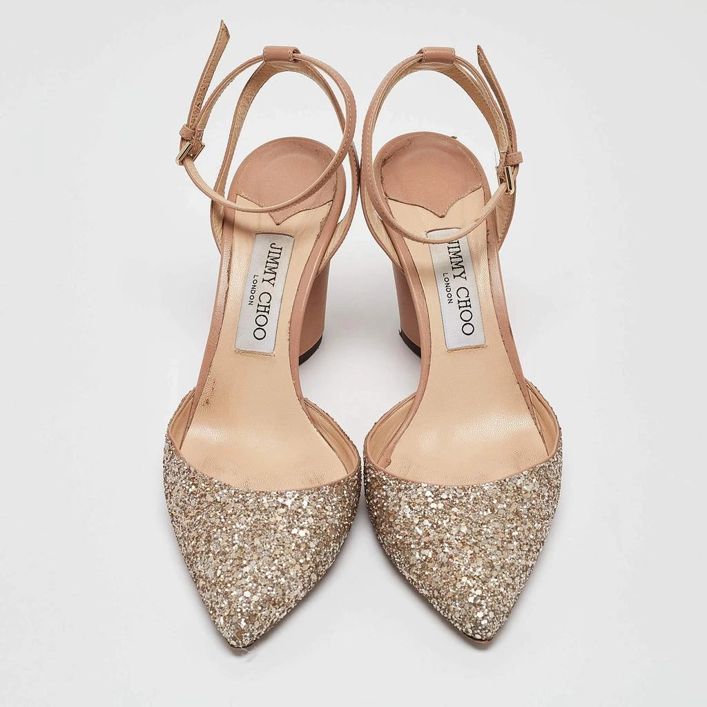 Jimmy Choo Jimmy Choo Beige/Silver Glitter and Leather Micky Pumps Size 39 3