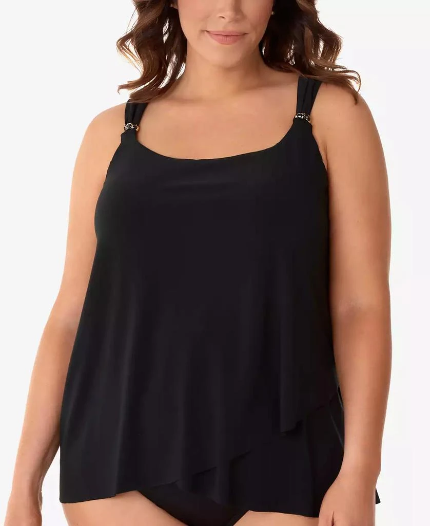 Miraclesuit Plus Size Razzle Dazzle Asymmetrical-Drape Tankini Top 1