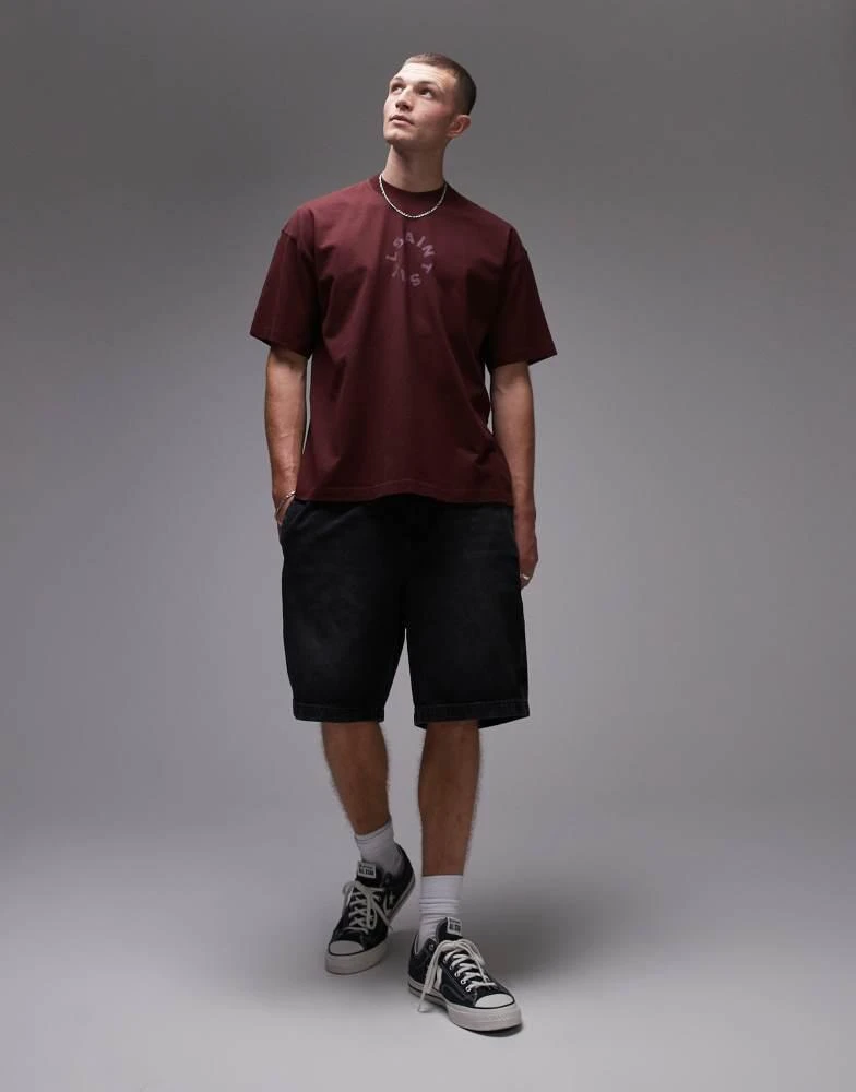 ALL SAINTS AllSaints Tierra oversized t-shirt in deep red 2