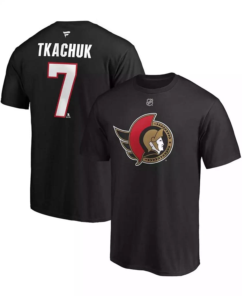 Fanatics Men's Brady Tkachuk Black Ottawa Senators Authentic Stack Name and Number T-shirt 1