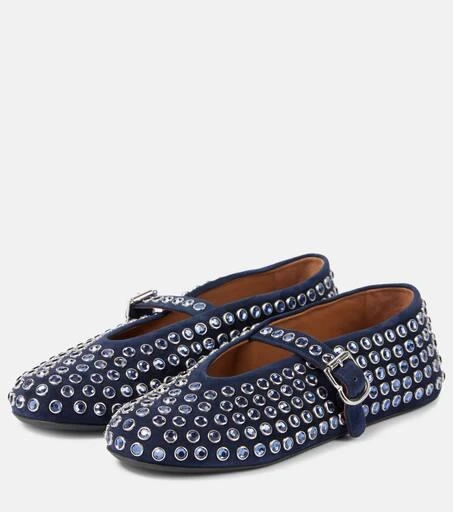 Alaïa Embellished suede ballet flats 4
