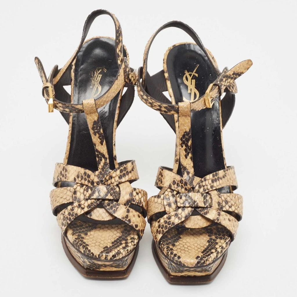 Saint Laurent Paris Saint Laurent Two Tone Embossed Snakeskin Tribute Sandals Size 36.5 3