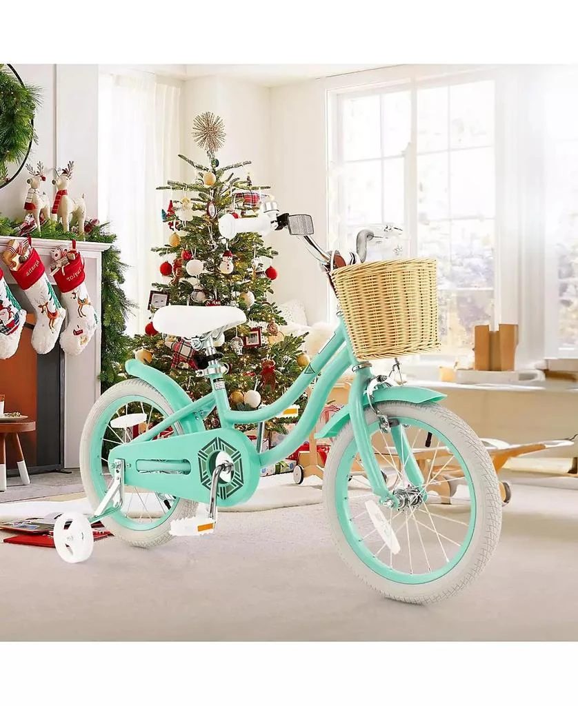 HONGGE 16 Inch Kids Bike with Training Wheels and Adjustable Handlebar and Seat, Green 9