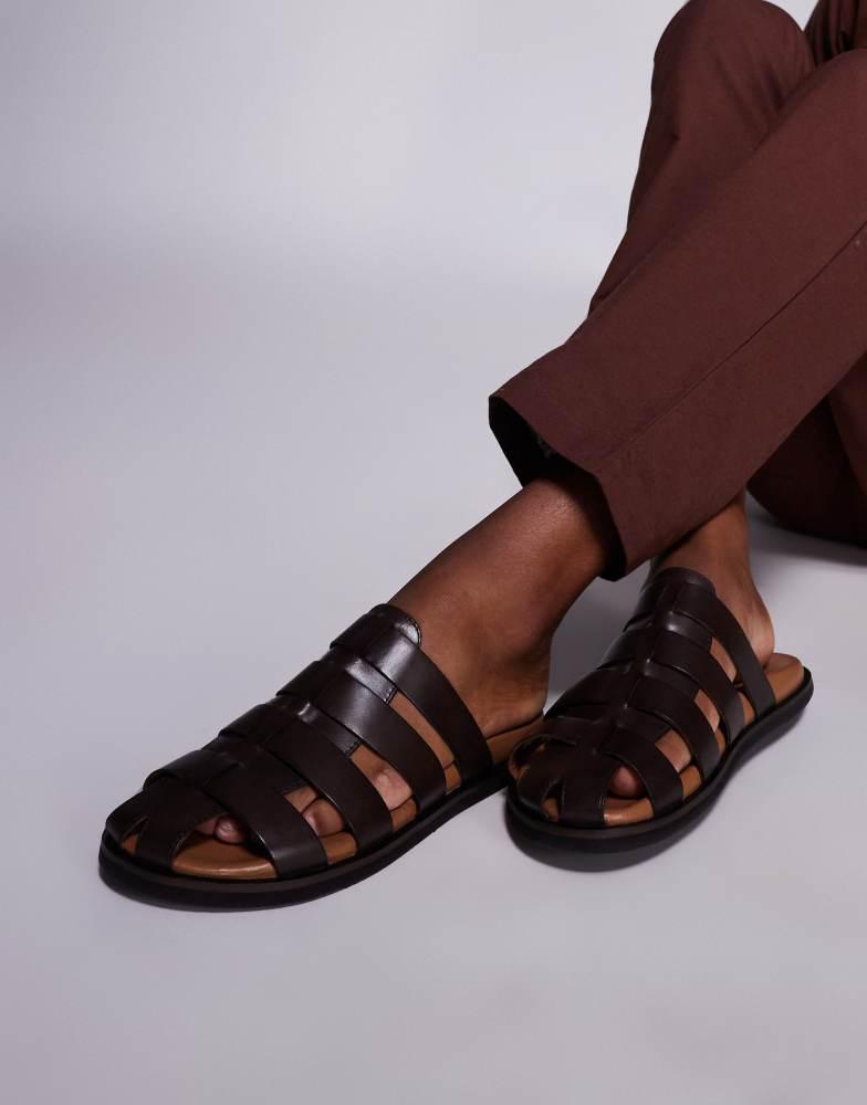ASOS ASOS DESIGN mule sandals in brown leather